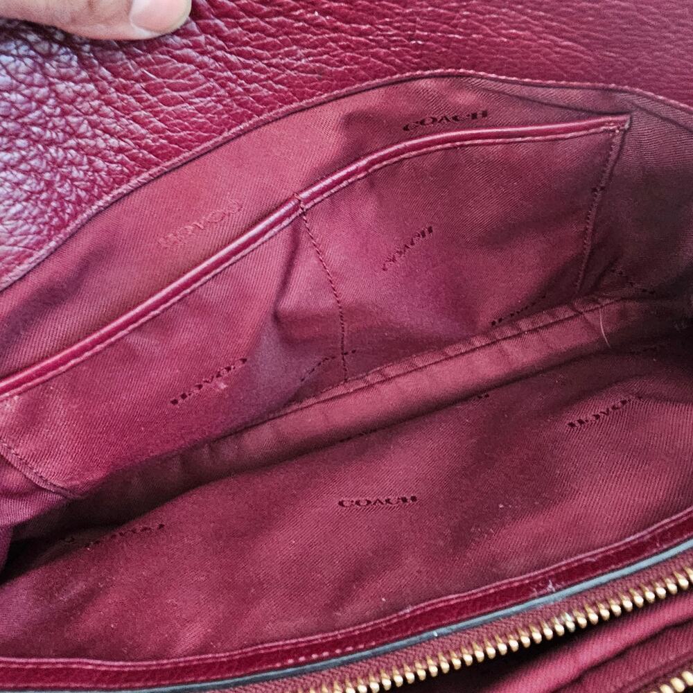 Coach Mercer Satchel HandBag Burgundy - Picture 7 of 11